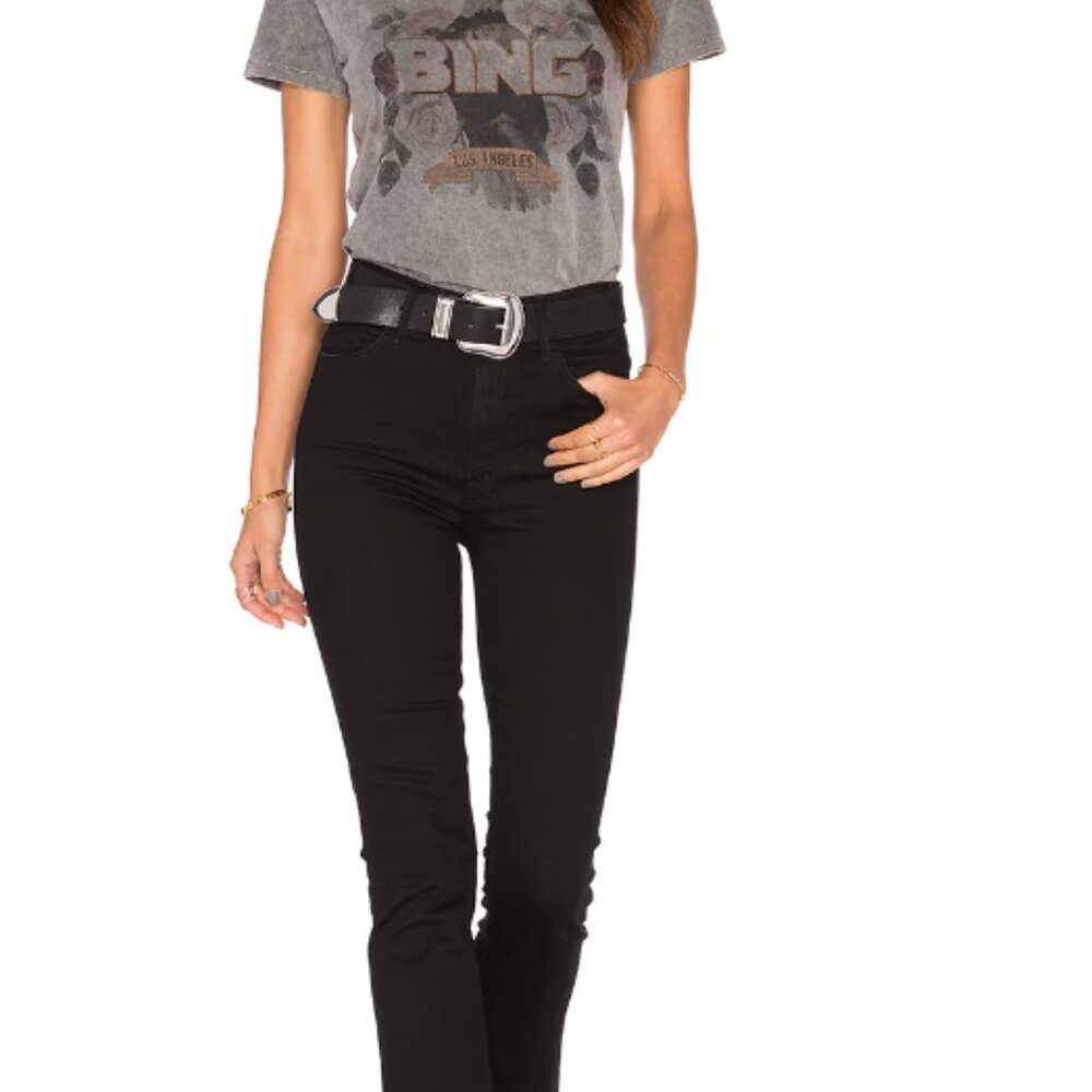 MOTHER The Hustler Ankle Fray Jeans Black Size 27